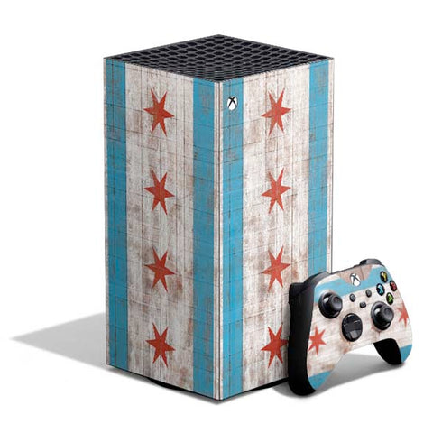Chicago Flag Dark Wood XBox Series X Digital Edition Bundle Skin