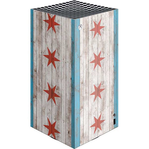 Chicago Flag Dark Wood XBox Series X Digital Edition Console Skin