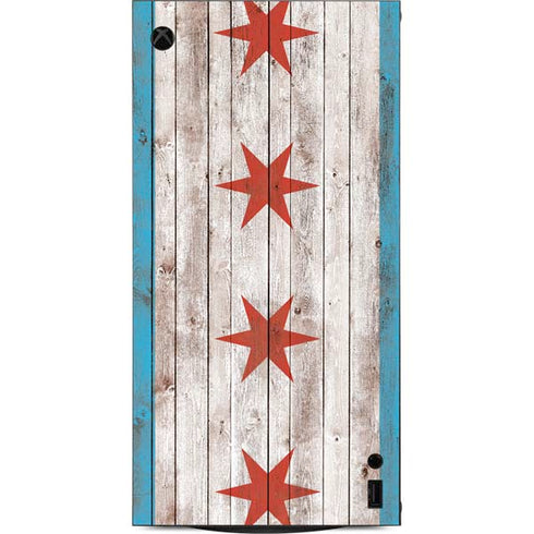 Chicago Flag Dark Wood XBox Series X Digital Edition Console Skin