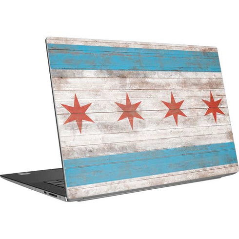 Chicago Flag Dark Wood Dell XPS Skin