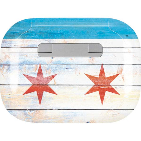 Chicago Flag Light Wood AirPods Skins