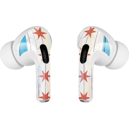 Chicago Flag Light Wood AirPods Skins