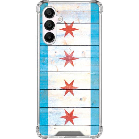 Chicago Flag Light Wood Galaxy A16 5G Clear Case