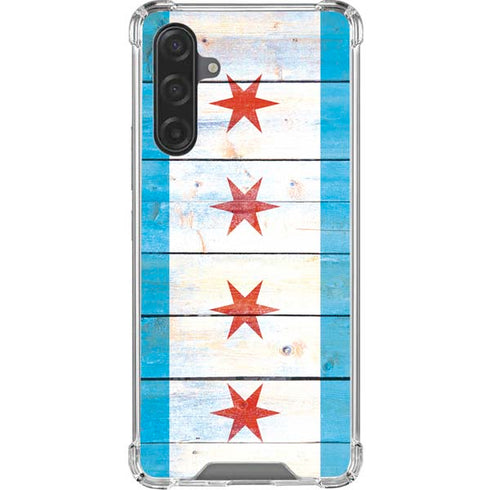 Chicago Flag Light Wood Galaxy A17 Clear Case