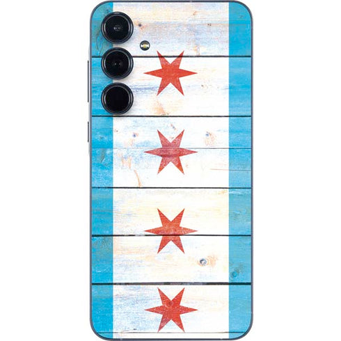 Chicago Flag Light Wood Galaxy A35 5G Skin