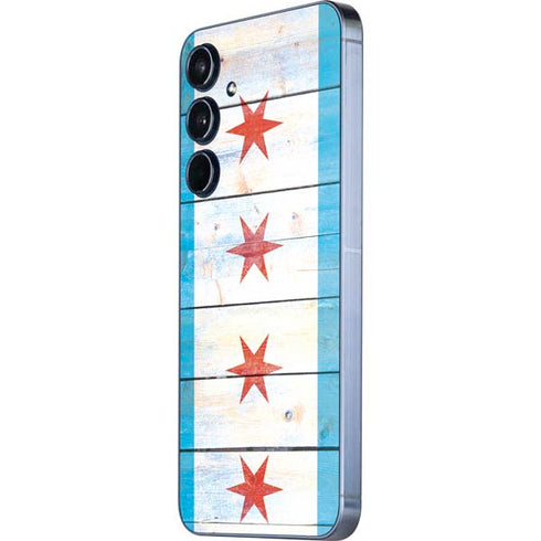 Chicago Flag Light Wood Galaxy A35 5G Skin