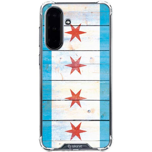Chicago Flag Light Wood Galaxy A36 5G Clear Case