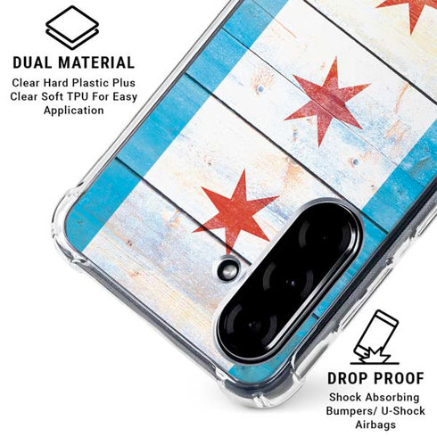 Chicago Flag Light Wood Galaxy A36 5G Clear Case