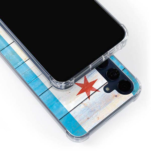 Chicago Flag Light Wood Galaxy A55 5G Clear Case
