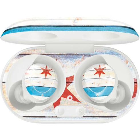 Chicago Flag Light Wood Galaxy Buds Plus Skin
