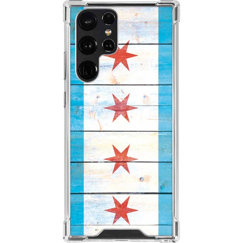 Chicago Flag Light Wood Galaxy S23 Ultra Clear Case