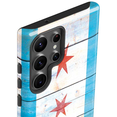 Chicago Flag Light Wood Galaxy S23 Ultra Pro Case