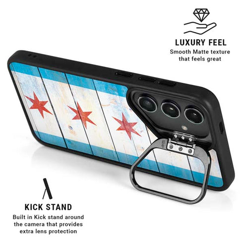 Chicago Flag Light Wood Galaxy S24 FE Kickstand Case