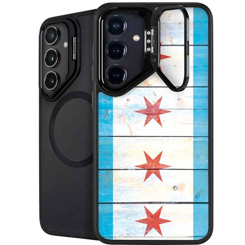 Chicago Flag Light Wood Galaxy S25 Kickstand Case
