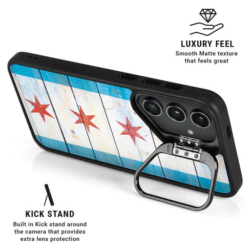 Chicago Flag Light Wood Galaxy S25 Kickstand Case