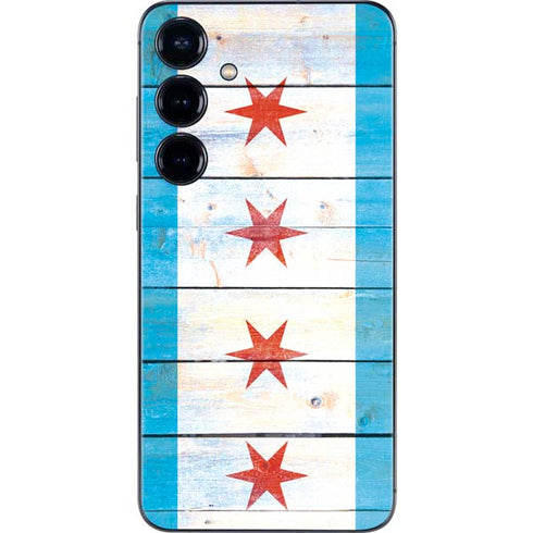 Chicago Flag Light Wood Galaxy S25 Plus Skin