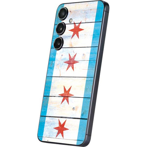Chicago Flag Light Wood Galaxy S25 Plus Skin