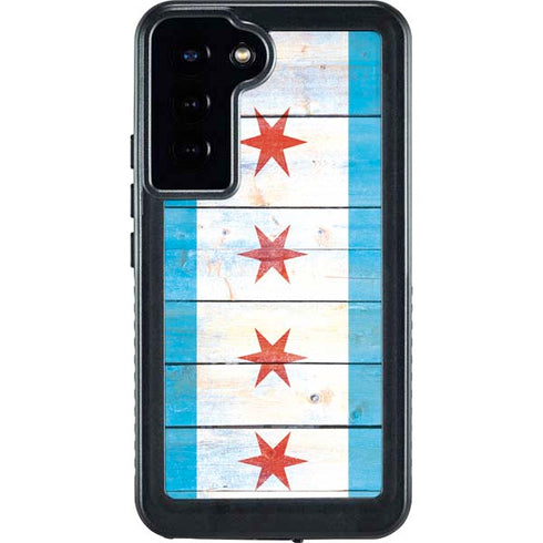 Chicago Flag Light Wood Galaxy S24 Plus Waterproof Case