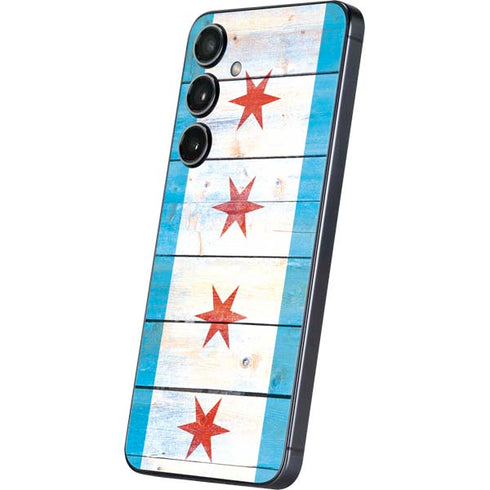 Chicago Flag Light Wood Galaxy S24 Skin