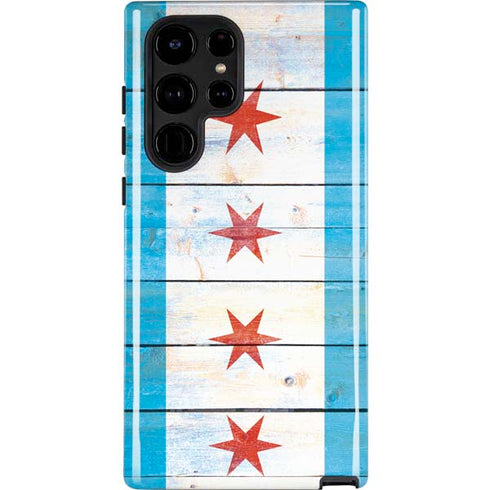 Chicago Flag Light Wood Galaxy Cases