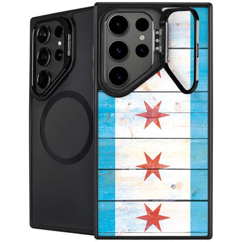 Chicago Flag Light Wood Galaxy S25 Ultra Kickstand Case