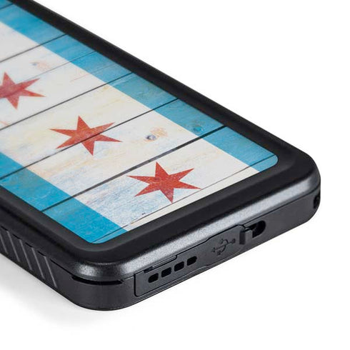 Chicago Flag Light Wood Galaxy S24 Waterproof Case