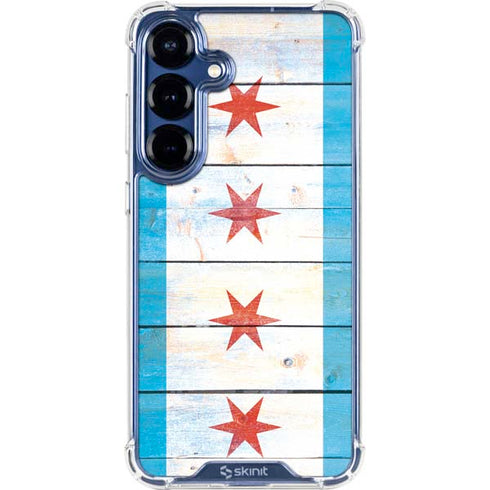 Chicago Flag Light Wood Galaxy S25 Plus Clear Case