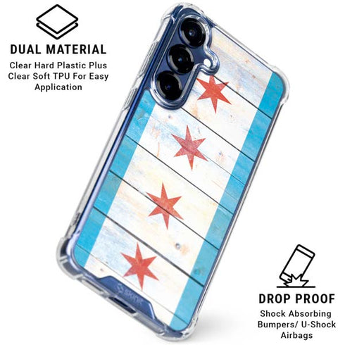 Chicago Flag Light Wood Galaxy S25 Plus Clear Case