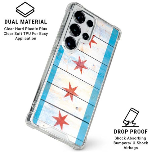 Chicago Flag Light Wood Galaxy S25 Ultra Clear Case