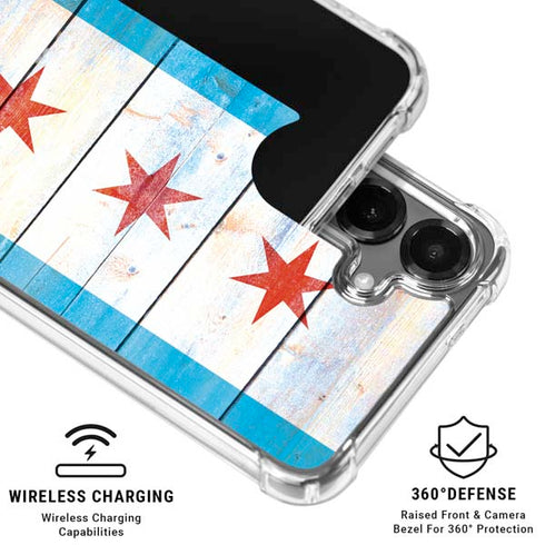Chicago Flag Light Wood Galaxy S26 Clear Case