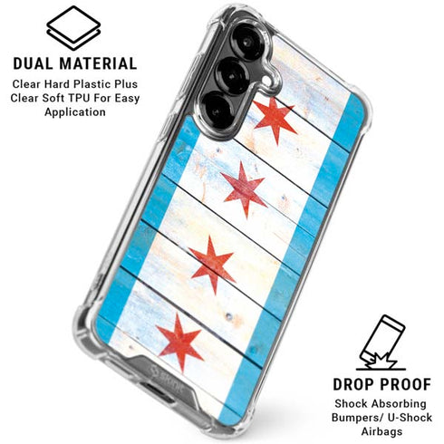 Chicago Flag Light Wood Galaxy S26 Plus Clear Case
