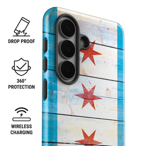 Chicago Flag Light Wood Galaxy S26 Plus Impact Case