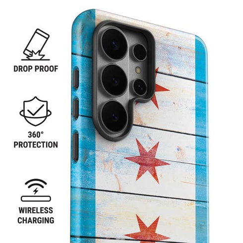 Chicago Flag Light Wood Galaxy S26 Ultra Impact Case