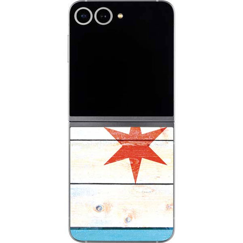 Chicago Flag Light Wood Galaxy Z Flip6 Skin