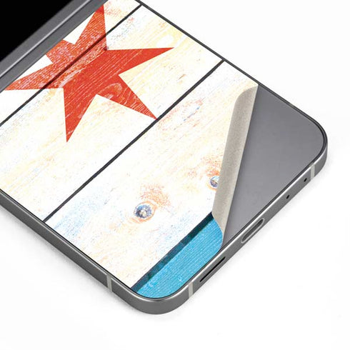 Chicago Flag Light Wood Galaxy Z Flip6 Skin