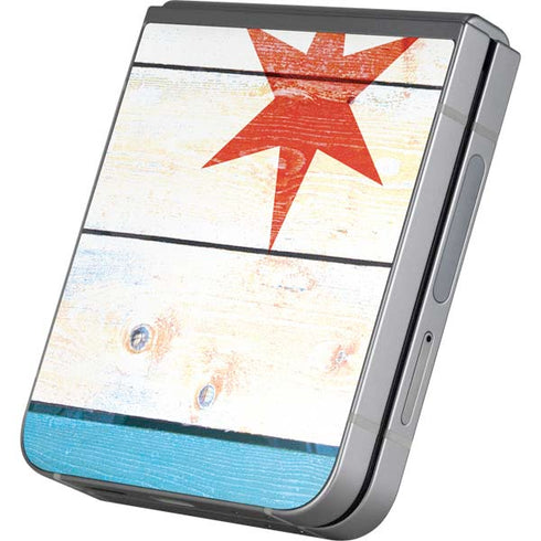 Chicago Flag Light Wood Galaxy Z Flip6 Skin