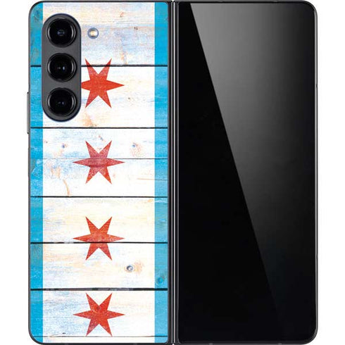 Chicago Flag Light Wood Galaxy Z Fold5 5G Skin