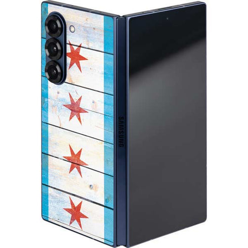 Chicago Flag Light Wood Galaxy Z Fold6 Skin