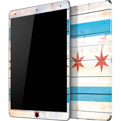 Chicago Flag Light Wood iPad Skins