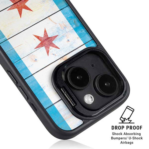 Chicago Flag Light Wood iPhone 13 Kickstand Case