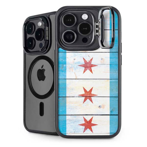 Chicago Flag Light Wood iPhone 14 Pro Max Kickstand Case