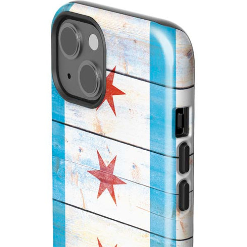 Chicago Flag Light Wood iPhone 15 Impact Case