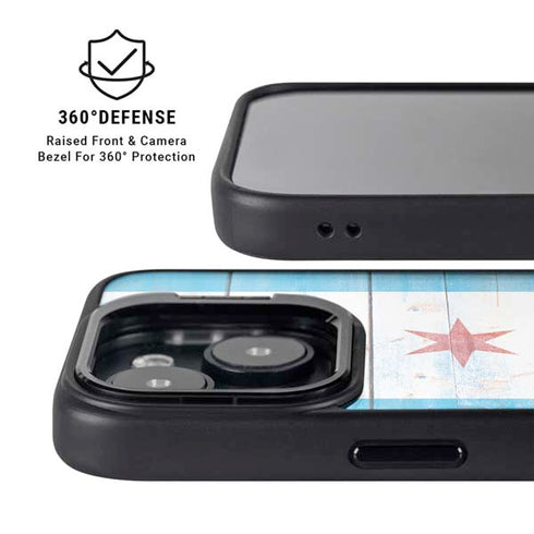 Chicago Flag Light Wood iPhone 15 Plus Kickstand Case