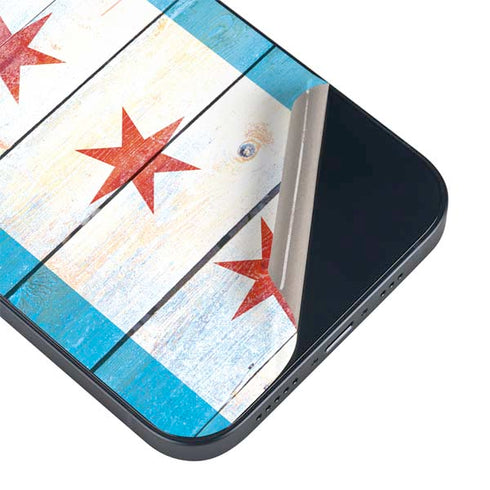 Chicago Flag Light Wood iPhone 15 Skin
