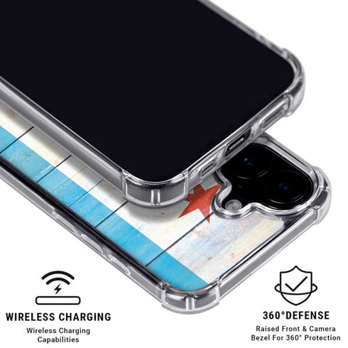 Chicago Flag Light Wood iPhone 16 Clear Case