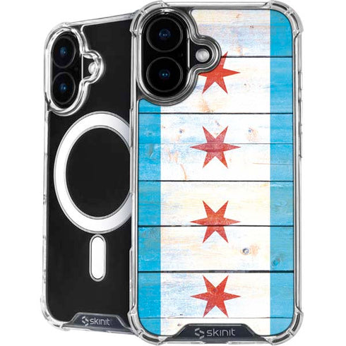 Chicago Flag Light Wood iPhone 16 MagSafe Case