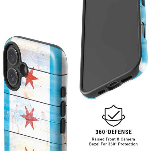 Chicago Flag Light Wood iPhone 16 Magsafe Impact Case