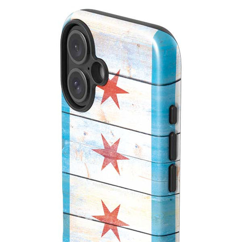 Chicago Flag Light Wood iPhone 16 Plus Impact Case