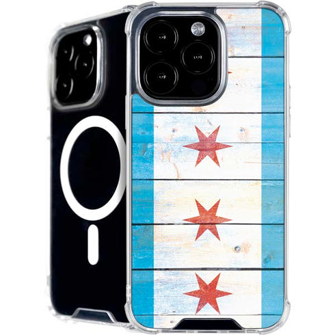 Chicago Flag Light Wood iPhone 16 Pro MagSafe Case