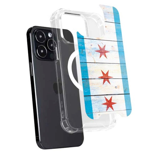 Chicago Flag Light Wood iPhone 16 Pro MagSafe Case
